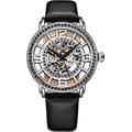 Stuhrling Original Womens Dress Watch with Black Leather Strap - Skeleton Watch Self Winding Automatic Watch Mechanical Wrist Watches for Woman Ladies Watch Collection