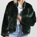 Free People Jackets & Coats | Nwot Free People Green Faux Fur Bomber Coat | Color: Green | Size: M