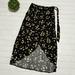 American Eagle Outfitters Skirts | American Eagle Black Yellow Floral Full Wrap Midi Skirt Women’s Size Xs | Color: Black/Yellow | Size: Xs