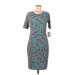 Lularoe Casual Dress - Sheath Scoop Neck Short sleeves: Gray Color Block Dresses - New - Women's Size Medium