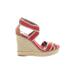 Tory Burch Wedges: Espadrille Platform Boho Chic Red Shoes - Women's Size 7 - Open Toe