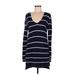 Old Navy Casual Dress - Shift V-Neck Long sleeves: Blue Stripes Dresses - Women's Size Medium