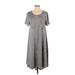 Lularoe Casual Dress - Midi Scoop Neck Short sleeves: Gray Marled Dresses - Women's Size Small