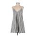 Lovers + Friends Casual Dress - Mini Plunge Sleeveless: Gray Stripes Dresses - Women's Size X-Small