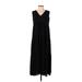 Shein Casual Dress - Midi V-Neck Sleeveless: Black Solid Dresses - Women's Size Small