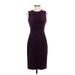 Calvin Klein Casual Dress - Sheath: Purple Solid Dresses - Women's Size 2