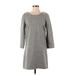 J.Crew Casual Dress - Shift Scoop Neck 3/4 sleeves: Gray Dresses - Women's Size 2