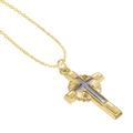 14K Yellow Gold Fancy Two-tone Cross with Flat Ends in DC Cable Chain Necklace for Men and Women - 18 Inches