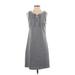 Tommy Hilfiger Casual Dress - Shift Tie Neck Sleeveless: Gray Solid Dresses - Women's Size Small