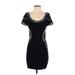 Guess Cocktail Dress - Bodycon Scoop Neck Short sleeves: Black Solid Dresses - Women's Size Small