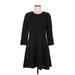 Jessica Howard Casual Dress - A-Line Crew Neck 3/4 sleeves: Black Solid Dresses - Women's Size Medium Petite