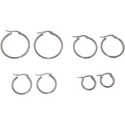 Creolen-Set FIRETTI "Multipack Schmuck Geschenk Ohrschmuck Ohrringe", silber (silberfarben), Ohrringe, Damen, Edelstahl, Made in Germany Image
