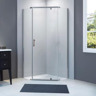 Fünfeckdusche SANOTECHNIK "Fünfeckduschkabine chrom", grau (chrom), B:90cm H:190cm, Duschkabinen, Maße: 90x90x190cm