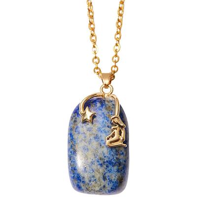 Kette mit Anhänger FIRETTI "Schmuck Geschenk Halsschmuck Anker/Halskette Sternzeichen Geburtsstein", gold (gelbgoldfarben), Halsketten, Damen, Jungfrau, Edelstahl, L: 50cm B: 2mm, Made in Germany - mit Edelstein, B:2mm Image