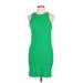 Old Navy Casual Dress - Bodycon High Neck Sleeveless: Green Solid Dresses - Women's Size Large
