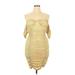 Shein Casual Dress - Mini Sweetheart 3/4 sleeves: Yellow Print Dresses - Women's Size X-Large