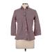 Lands' End Long Sleeve Button Down Shirt: Burgundy Polka Dots Tops - Women's Size 10