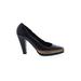 Sacha Too Heels: Pumps Chunky Heel Classic Black Print Shoes - Women's Size 8 1/2 - Almond Toe