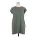 Terra & Sky Casual Dress - Shift Crew Neck Short sleeves: Green Print Dresses - Women's Size 0X