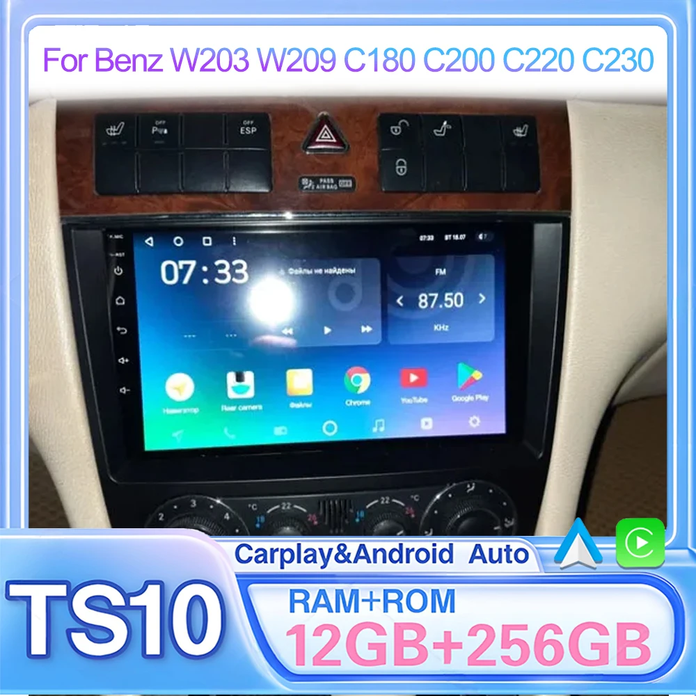 Android 15 pour Benz W203 W209 C180 C200 C220 C230 Autoradio lecteur vidéo Multimediale pour Auto Autoradio 4G Carplay WIFI 7862CPU