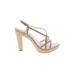 Bruno Magli Heels: Tan Print Shoes - Women's Size 39 - Open Toe