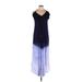 BoHo Me Casual Dress - A-Line V Neck Sleeveless: Blue Ombre Dresses - Women's Size Large