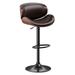 Corrigan Studio® Jaquela Adjustable Height Swivel Bar Stools Wood/Upholstered/Leather/Metal/Faux leather in Brown | 20.1 W x 17.7 D in | Wayfair