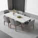 Orren Ellis Cianfero Nordic modern simple ash wood rectangular rock plate dining table & chair combination Wood in Brown/White | Wayfair