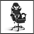 Inbox Zero Makaylin Recliner Gaming Office High Back Computer Ergonomic Adjustable Swivel Chair w/ footrest Upholstered/ in Black | Wayfair