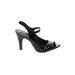 Franco Sarto Heels: Slingback Chunky Heel Cocktail Party Black Print Shoes - Women's Size 7 - Open Toe