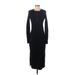 Sweaty Betty Casual Dress - Midi Crew Neck Long sleeves: Black Print Dresses - Women's Size X-Small