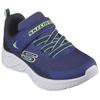 Sneaker SKECHERS "MICROSPEC II", Kinder, Gr. 32, bunt (navy, limette), Textil, Synthetik, sportlich, Schuhe, Freizeitschuh mit Klettverschluss, Größenschablone zum Download