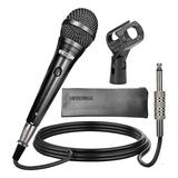 5 CORE Vocal Dynamic Cardioid Handheld Microphone Neodymium Magnet Unidirectional Mic; 16ft Detachable XLR Deluxe Cable to ? Audio Jack; Mic Clip; On/Off Switch for Karaoke Singing ND 58 Black