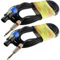 2 PRO audio speakon compatible to 1/4 25FT foot SPEAKER CABLES 16GA GAUGE WIRE