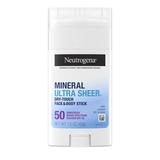 Neutrogena Ultra Sheer Dry Touch Spf 50 Mineral Sunscreen Stick For Sensitive Skin Face & Body Sunscreen With Zinc Oxide & Vitamin E No White Residue Non-Comedogenic & Vegan 1.5 Oz