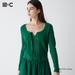 Women's Lace Round Neck Long-Sleeve Short Cardigan | Green | Small | UNIQLO US