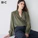 Women's Sheer Volume Long-Sleeve Blouse | Olive | Small | UNIQLO US