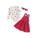 Baby Girls Christmas Clothes Santa Print Romper and Dress Headband