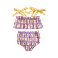 TheFound Toddler Baby Girls Bikini Swimsuit Ruffle Lace Up Tankini Top High Waist Bottoms Two Piece Bathing Suit