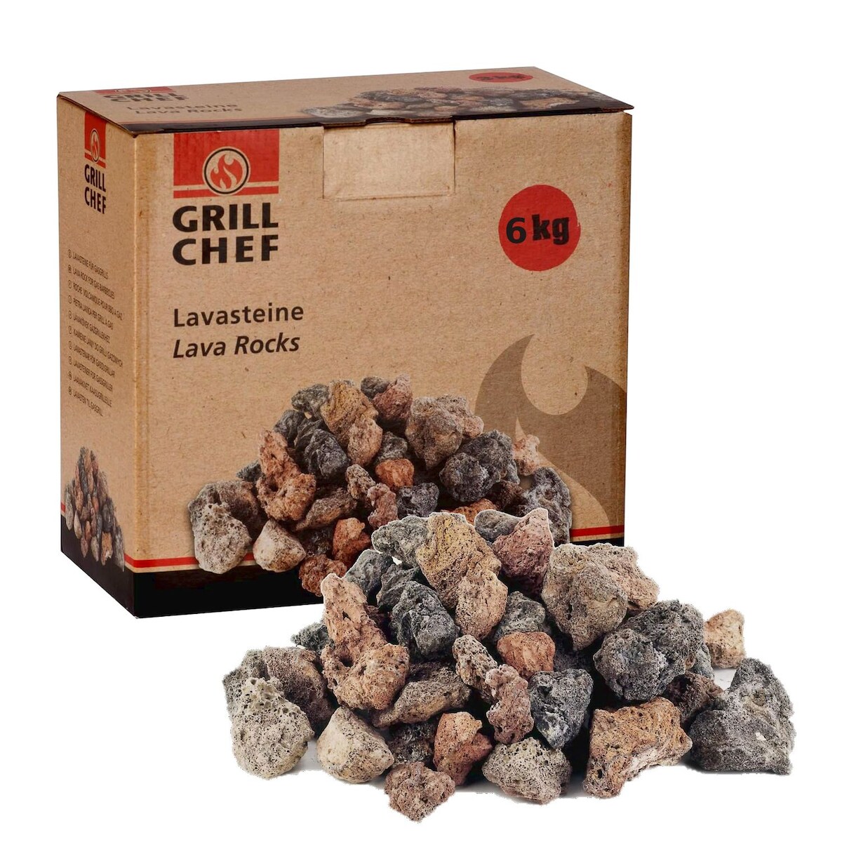 Lavasteine 6kg zum Grillen Nachfüllpackung für Lavastein-Gasgrills Für Gasgrill, Backofen und Elektrogrill geeignet - Naturstein als Grillzubehör Image
