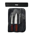 Pirge Duo Profi Messerset mit Tasche 4 Stück - Rutschfester Griff - Profi Kochmesser Set - Edelstahl Profi Küchenmesser Set - Messer Set Scharf