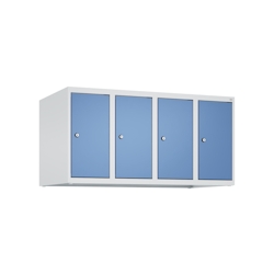 C+P Aufsatzschrank Classic PLUS, 4 Abteile, HxBxT 50x100x50cm, Zylinderschloss, Hellgrau/Fernblau von PROREGAL Image
