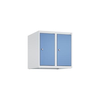 C+P Aufsatzschrank Classic PLUS, 2 Abteile, HxBxT 50x50x50cm, Zylinderschloss, Hellgrau/Fernblau von PROREGAL Image