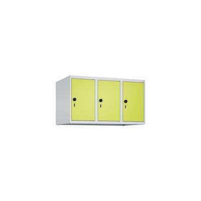 C+P Aufsatzschrank Classic PLUS, 3 Abteile, HxBxT 50x90x50cm, Sicherheitsdrehriegel, Hellgrau/Clowngrün von PROREGAL Image