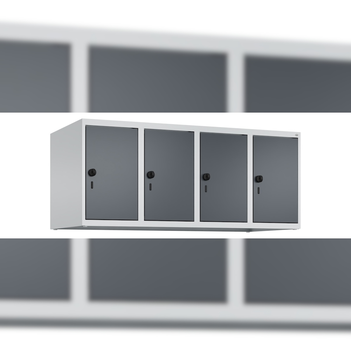 C+P Aufsatzschrank Classic PLUS, 4 Abteile, HxBxT 50x120x50cm, Sicherheitsdrehriegel, Hellgrau/Anthrazit von PROREGAL Image