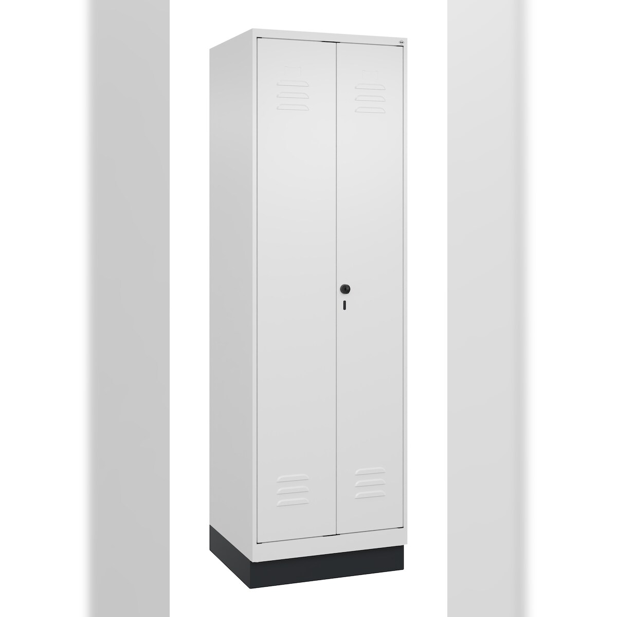 C+P Aufbewahrungs Doppel-Spind Classic PLUS, Sockel, 2 Abteile je 4 Fachböden, HxBxT 195x60x50cm, Sicherheitsdrehriegel, Verkehrsweiß von PROREGAL Image