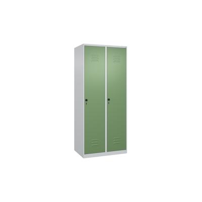 C+P Aufbewahrungsspind Classic PLUS, 2 Abteile je 4 Fachböden, HxBxT 185x80x50cm, Sicherheitsdrehriegel, Hellgrau/Resedagrün von PROREGAL Image