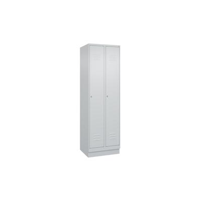 C+P Aufbewahrungsspind Classic PLUS, Sockel, 2 Abteile je 4 Fachböden, HxBxT 195x60x50cm, Zylinderschloss, Hellgrau/Hellgrau von PROREGAL Image