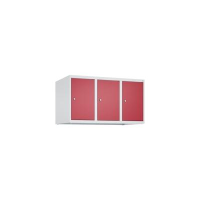 C+P Aufsatzschrank Classic PLUS, 3 Abteile, HxBxT 50x90x50cm, Zylinderschloss, Hellgrau/Rubinrot von PROREGAL Image