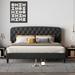 Elegant Design Upholstered King Size Platform Bed